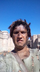 Close-up of Kuldip Korotana in distressed character makeup